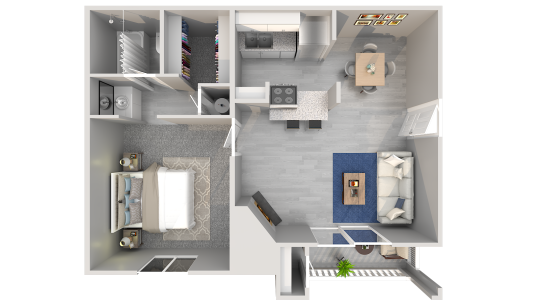 a floor plan of a two bedroom apartment at The 3001 Crystal Springs