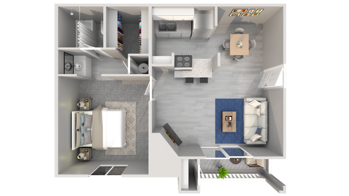 a floor plan of a two bedroom apartment at The 3001 Crystal Springs