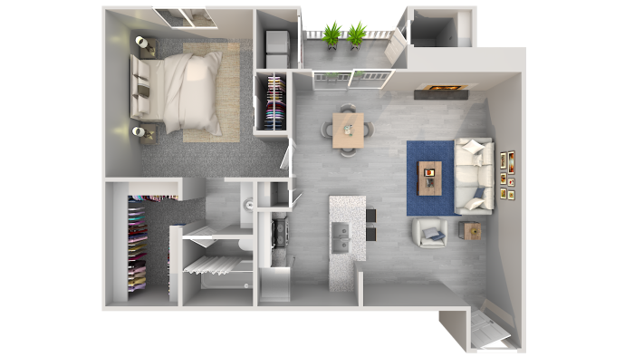 a floor plan of a two bedroom apartment at The 3001 Crystal Springs